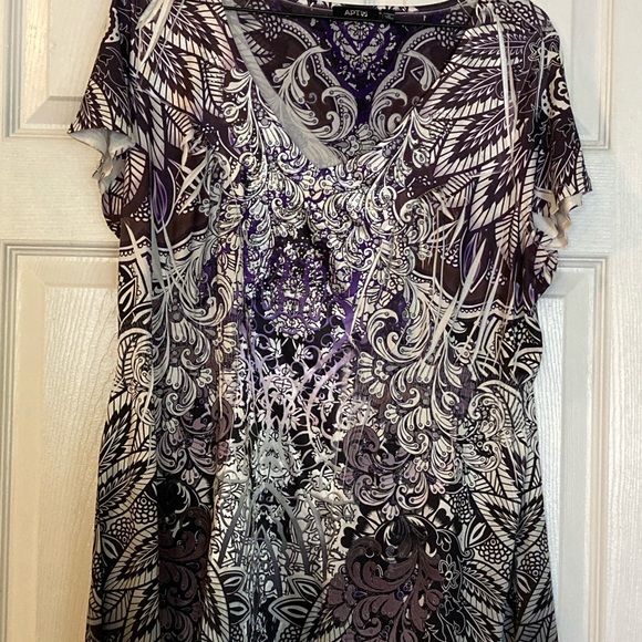 Apt 9  blouse plus sz 1x purple and white - Picture 1 of 2